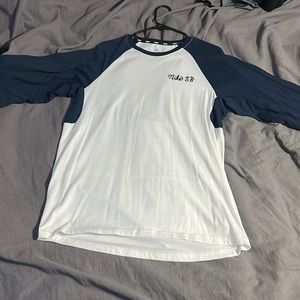 Nike sb dri fit Henley style shirt navy blue sleeve Size L 3/4 sleeve#5